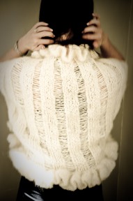 Hand knitted wool and mohair Valentina shrug