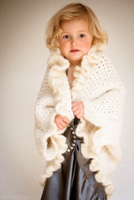 Hand spun wool and mohair crocheted frilled shrug by cowgirlblues