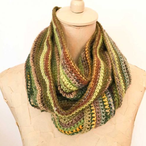 Scrap yarn crochet snood