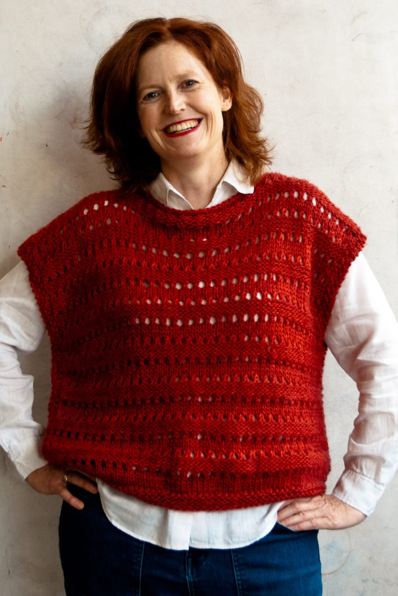 Free knitting pattern design by cowgirlblues of an easy Aran yarn knit top