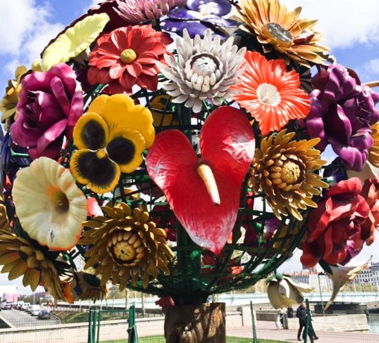 Lyon public art sculpture of flowers