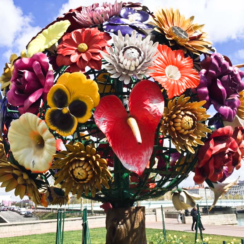 Lyon public art sculpture of flowers