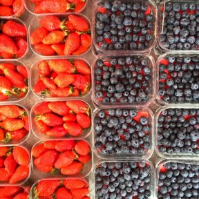 Lyon fruit vendor strawberries and blueberries