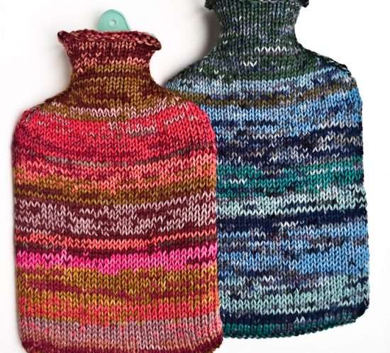 Free knitting pattern for hot water bottle cover by Cowgirlblues