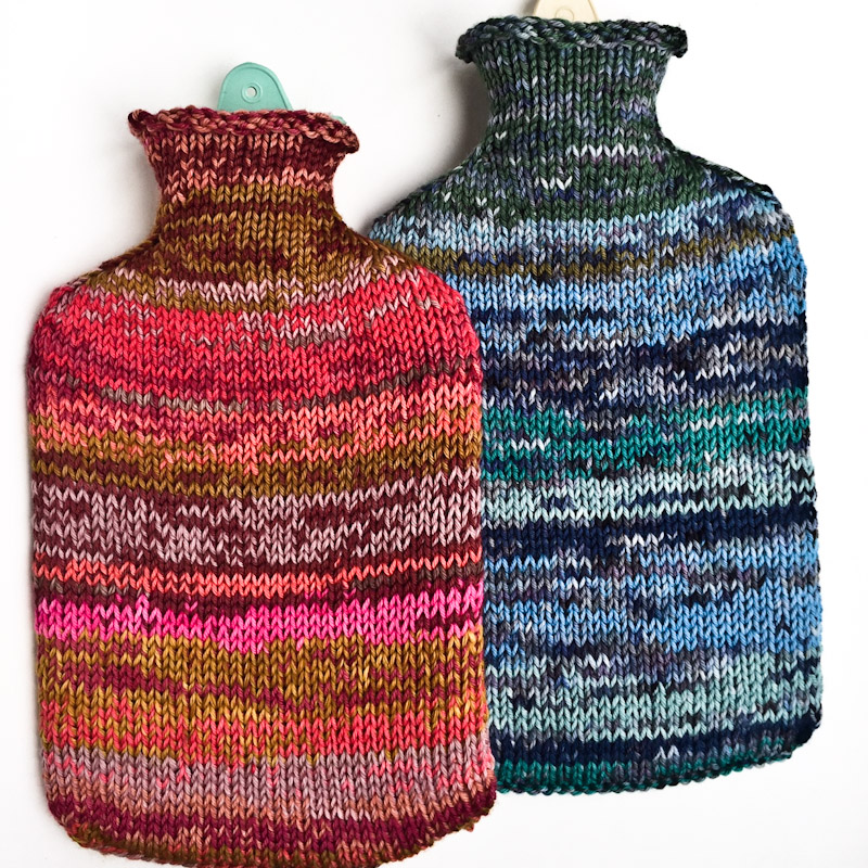 Free knitting pattern for hot water bottle cover by Cowgirlblues