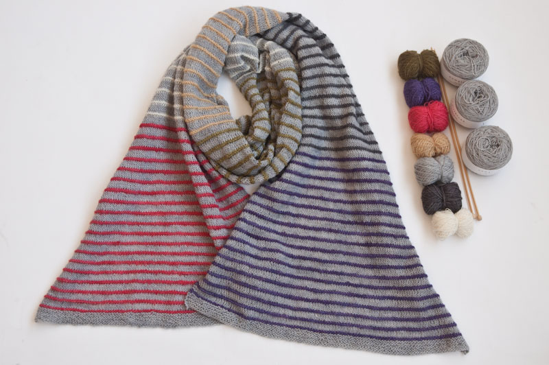 Knit kit pattern combination pin-stripe scarf